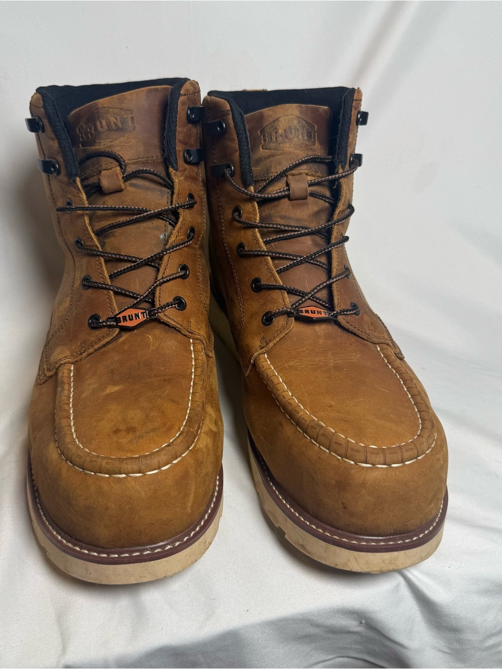 Brunt Men's Brown Moc-Toe Work Boots - Durable Leather Lace-Up